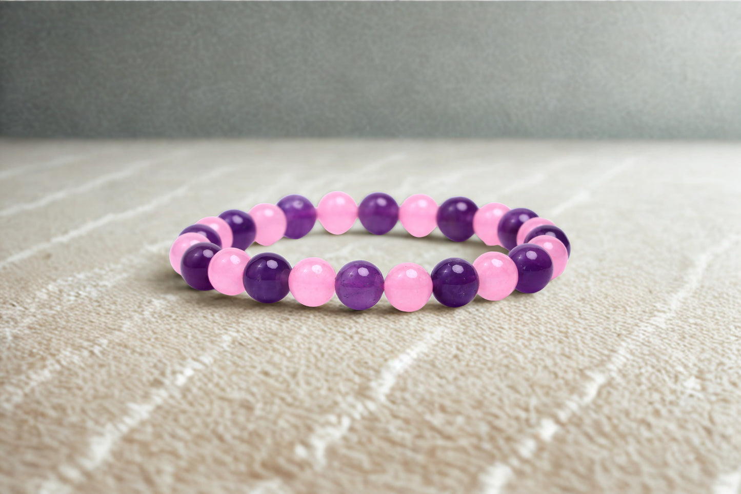 ROSE QUARTZ AND AMETHYST BRACELET