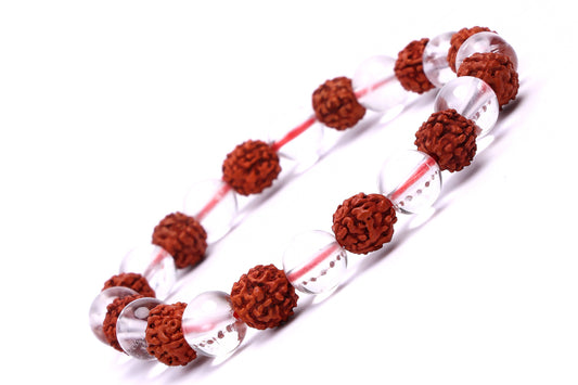 RUDRAKSH AND CLEAR QUARTZ BRACELET