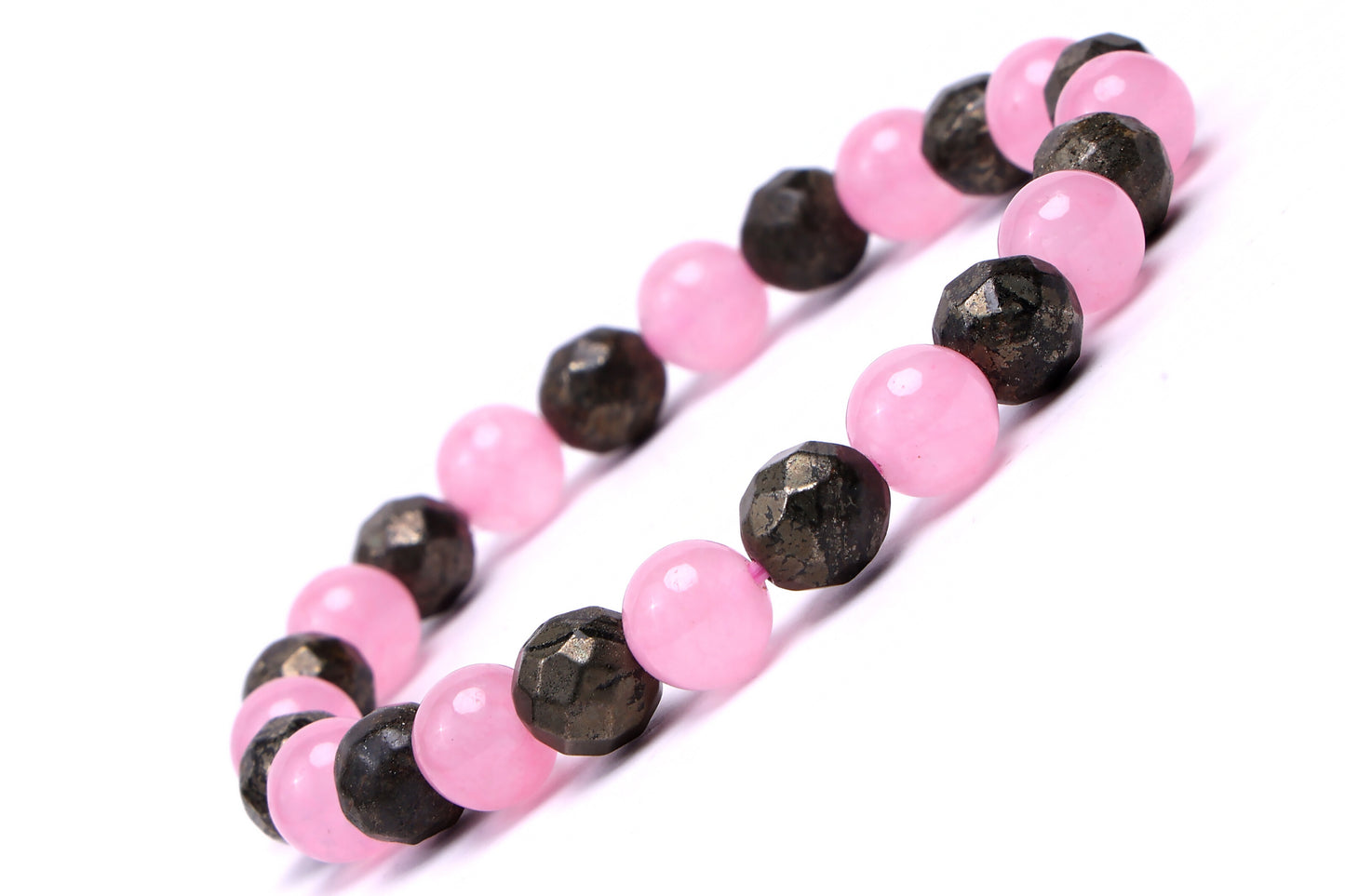 ROSE QUARTZ AND PYRITE BRACELET