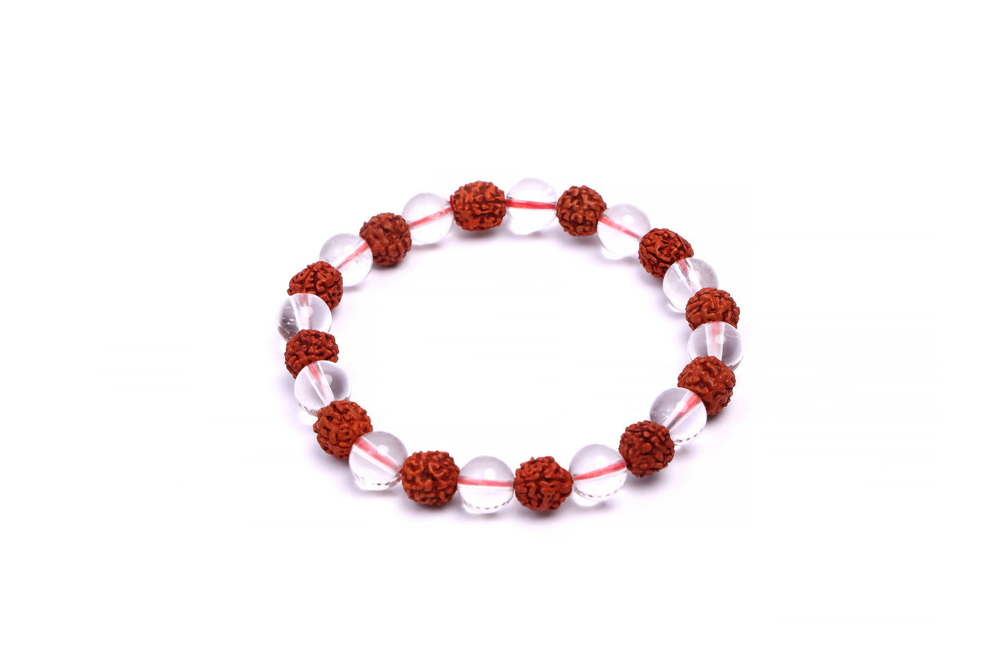 RUDRAKSH AND CLEAR QUARTZ BRACELET