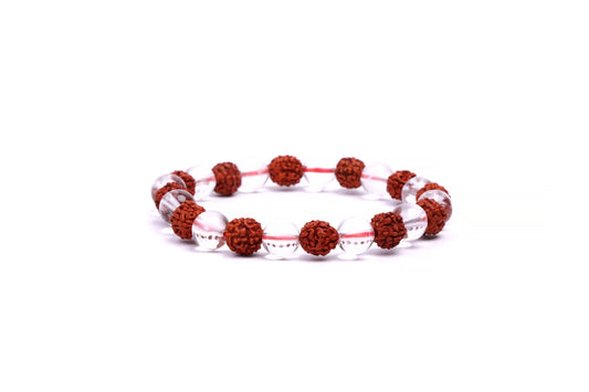 RUDRAKSH AND CLEAR QUARTZ BRACELET