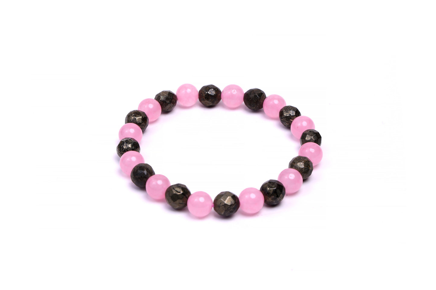 ROSE QUARTZ AND PYRITE BRACELET