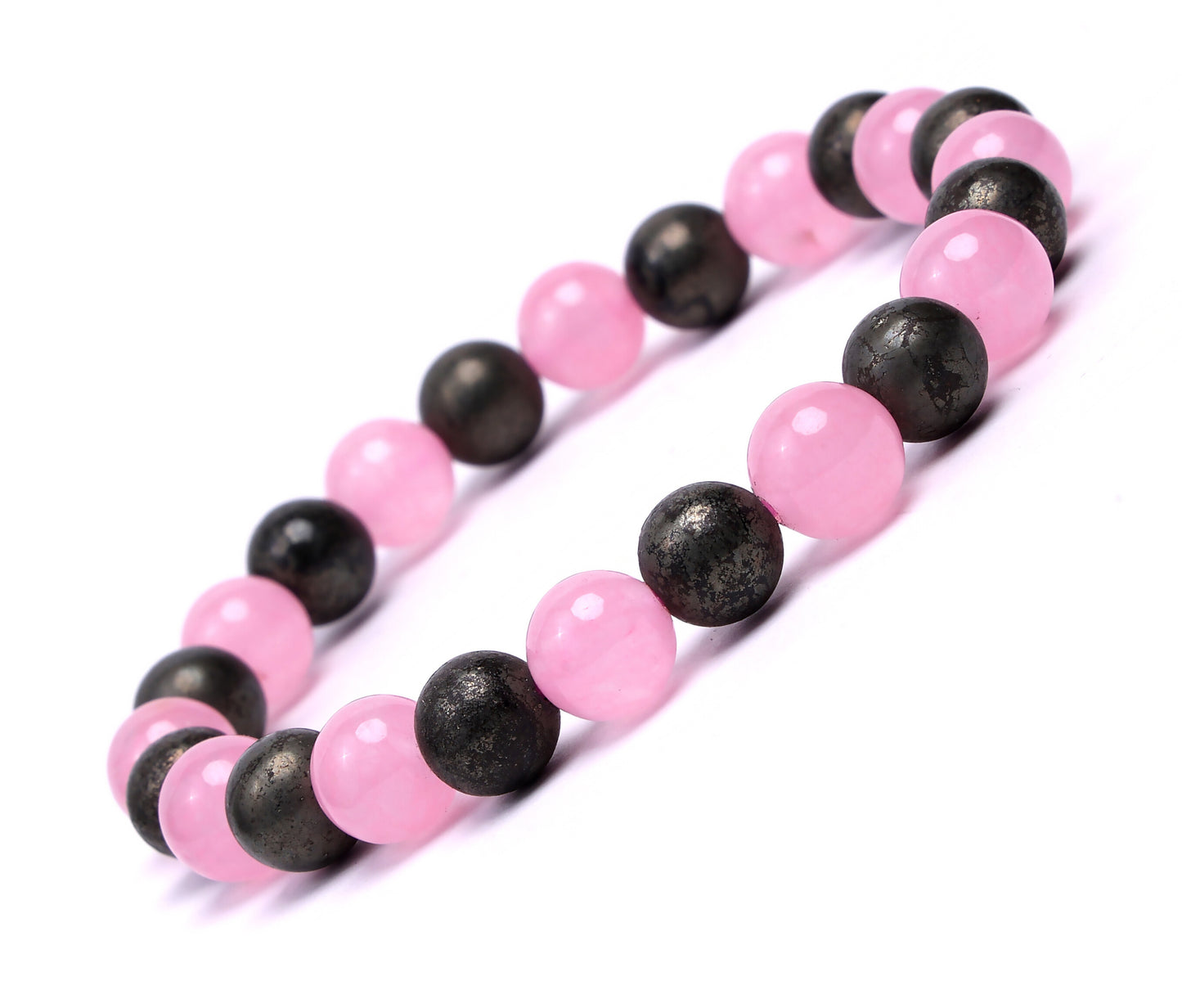 ROSE QUARTZ AND PYRITE BRACELET