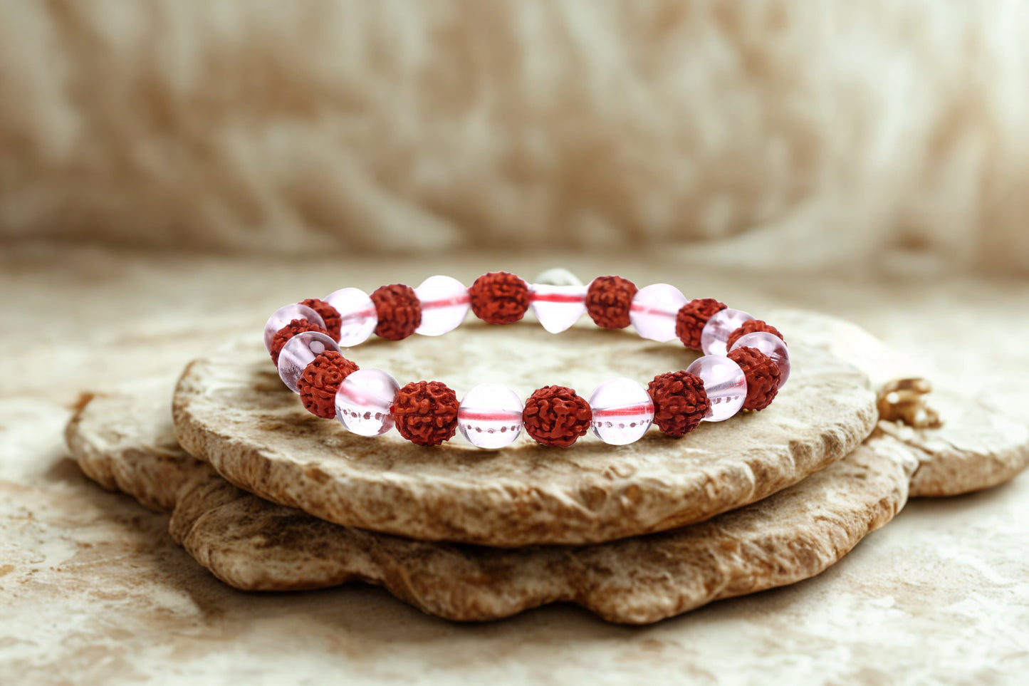 RUDRAKSH AND CLEAR QUARTZ BRACELET